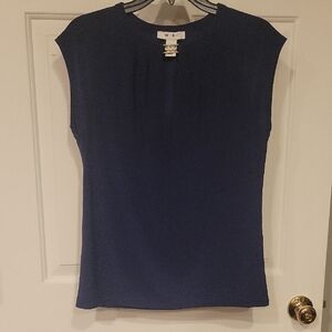 White House Black Market Navy Sleeveless Blouse